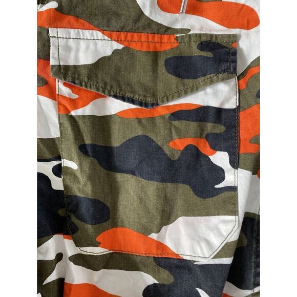 New Look Womens Orange Green and Black Camo Full Zip Hooded Jacket Size Medium - Picture 6 of 9